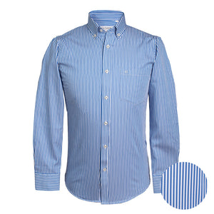 Camisa manga corta en Lino color Azul Medio CS00663C012 – Villaromana